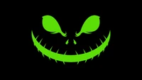 Sorriso verde sinistro: Sorriso icônico de Halloween em fundo escuro