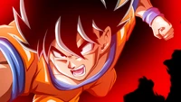 Goku im Kaio Ken Burst - Dynamisches Anime Action Hintergrundbild