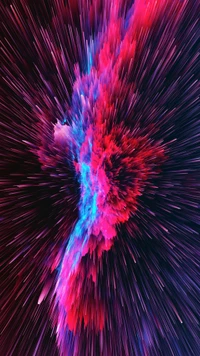 Vibrant Cosmic Burst: Electric Blue and Magenta Light Explosion