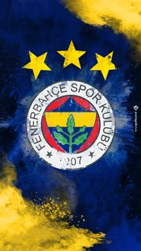 Fenerbahçe Spor Kulübü Logo with Three Stars on Blue and Yellow Background