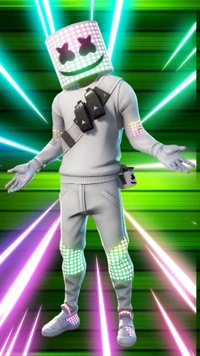 Marshmello Fortnite Charakter mit lebhaften LED-Effekten