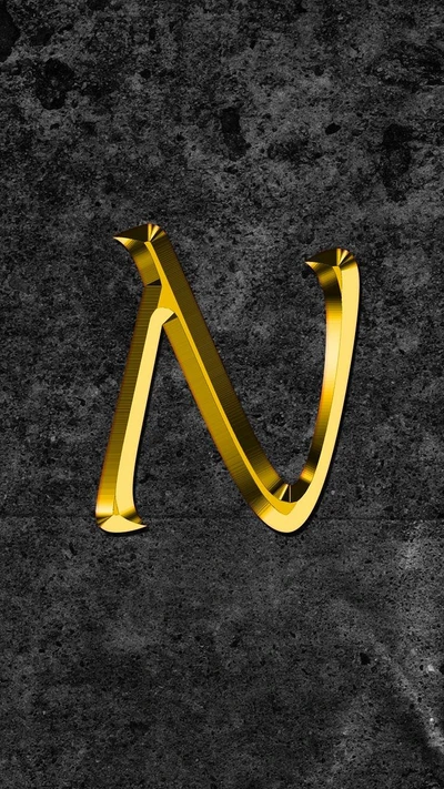 Elegant golden "N" on a textured dark background.