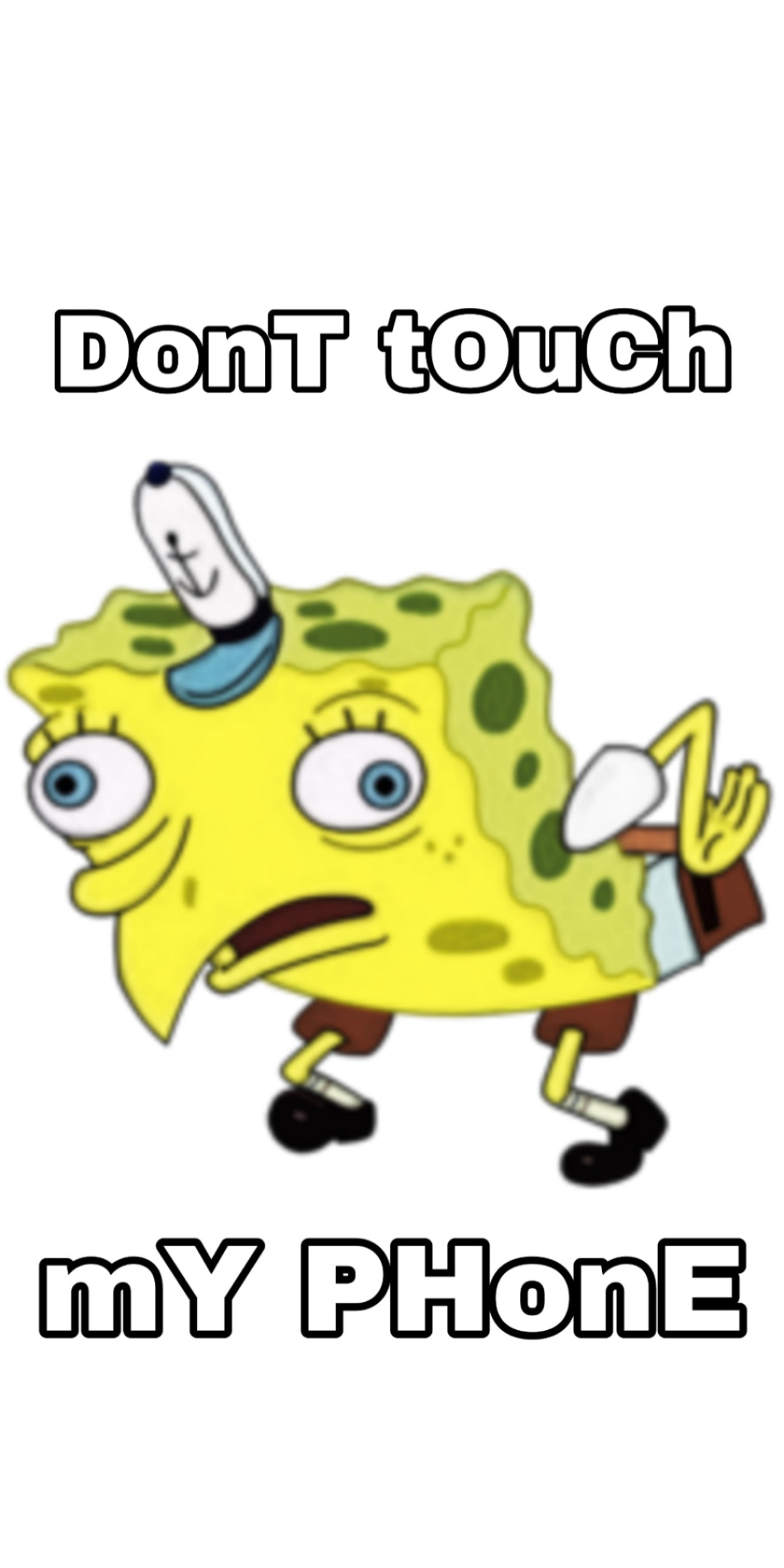 A cartoon spongebob with a light bulb on his head and the words don't touch (cartoon, dont, memes, mock, my)