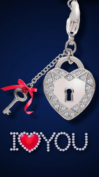 diamonds, glamour, heart, key, lock