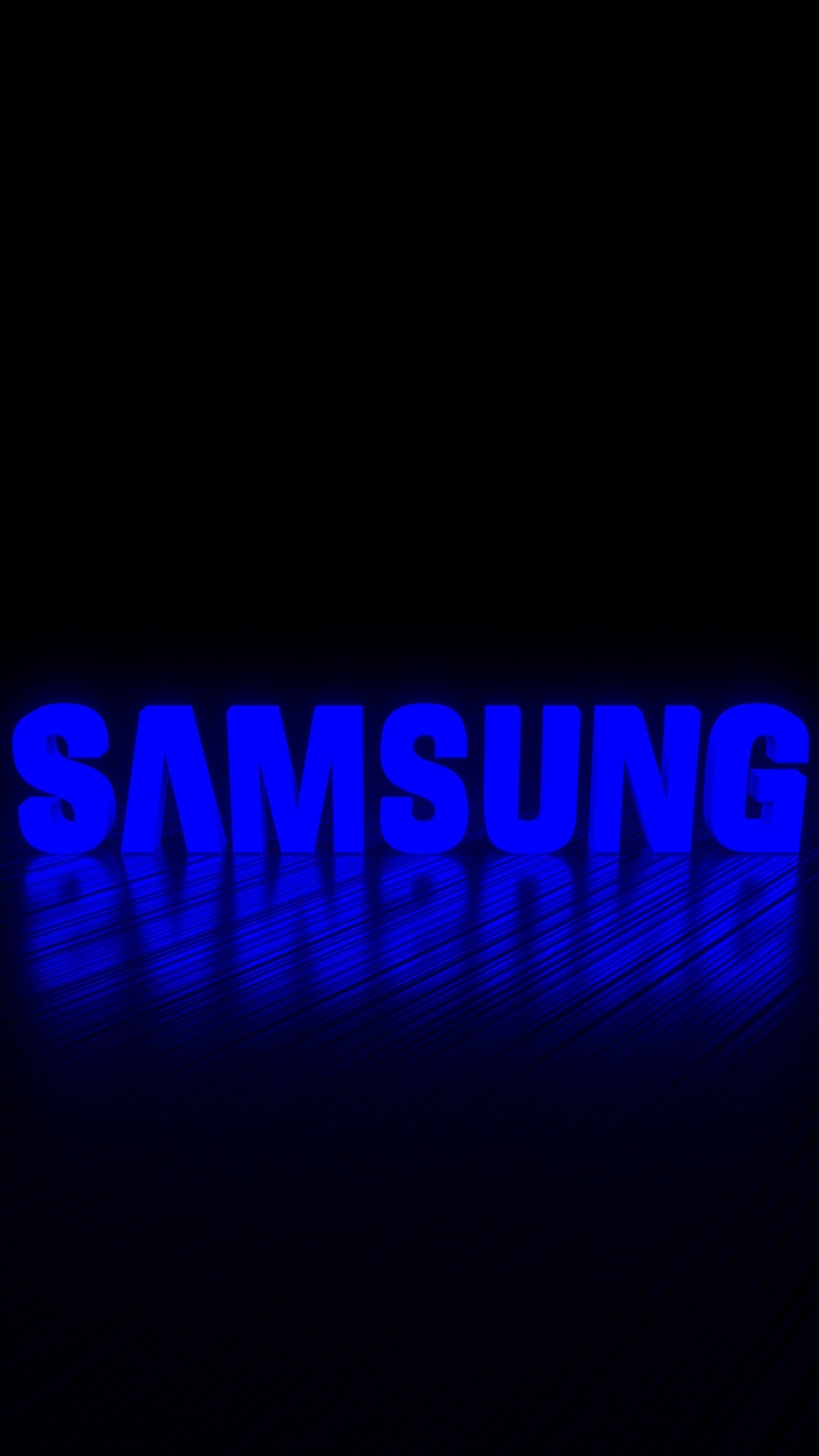 Un gros plan du logo samsung sur fond noir (3d, mélangeur, bleu, génial, luminosité)