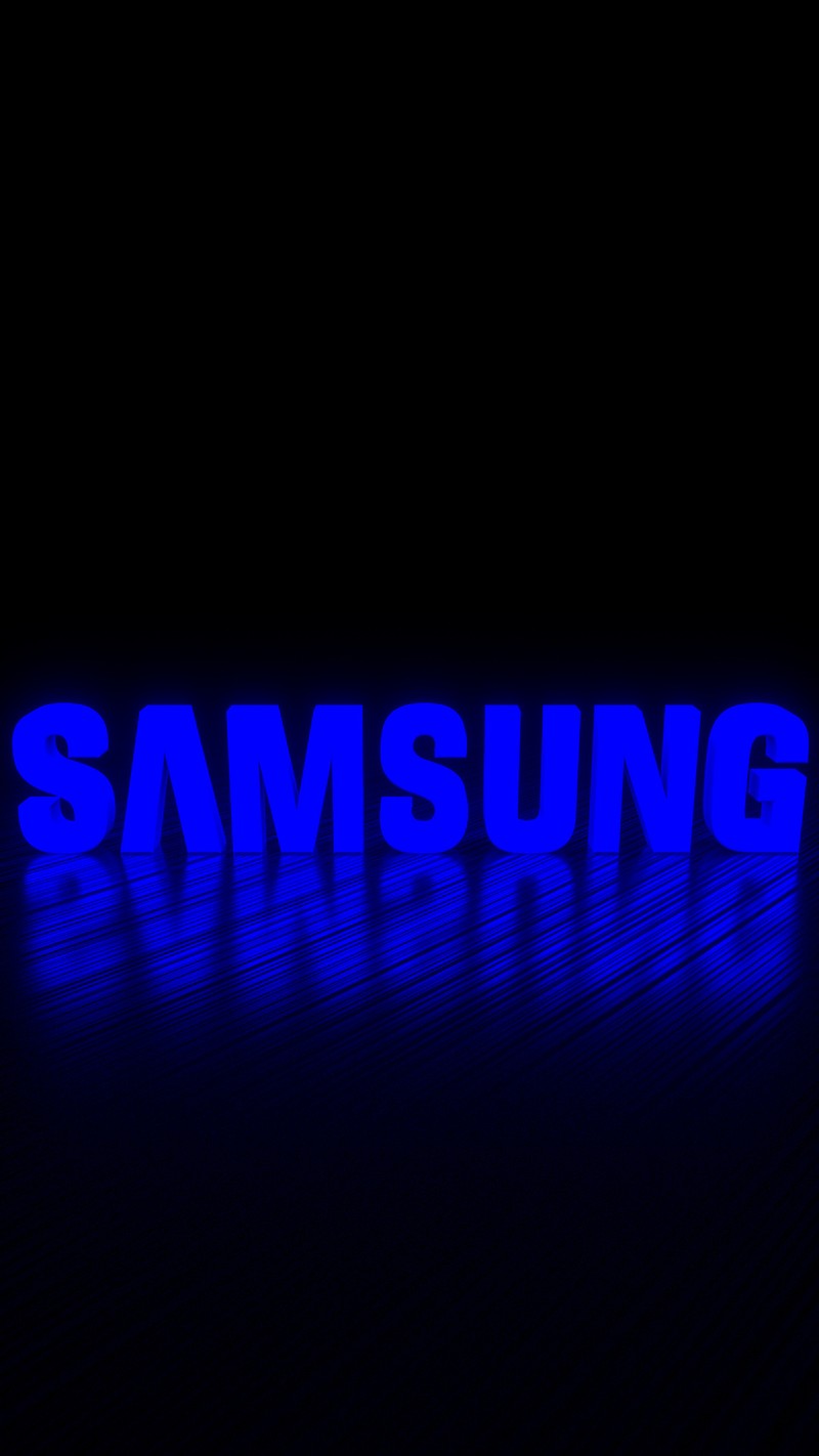 Крупный план логотипа samsung на черном фоне (3d, блендер, синий, крутой, свечение)