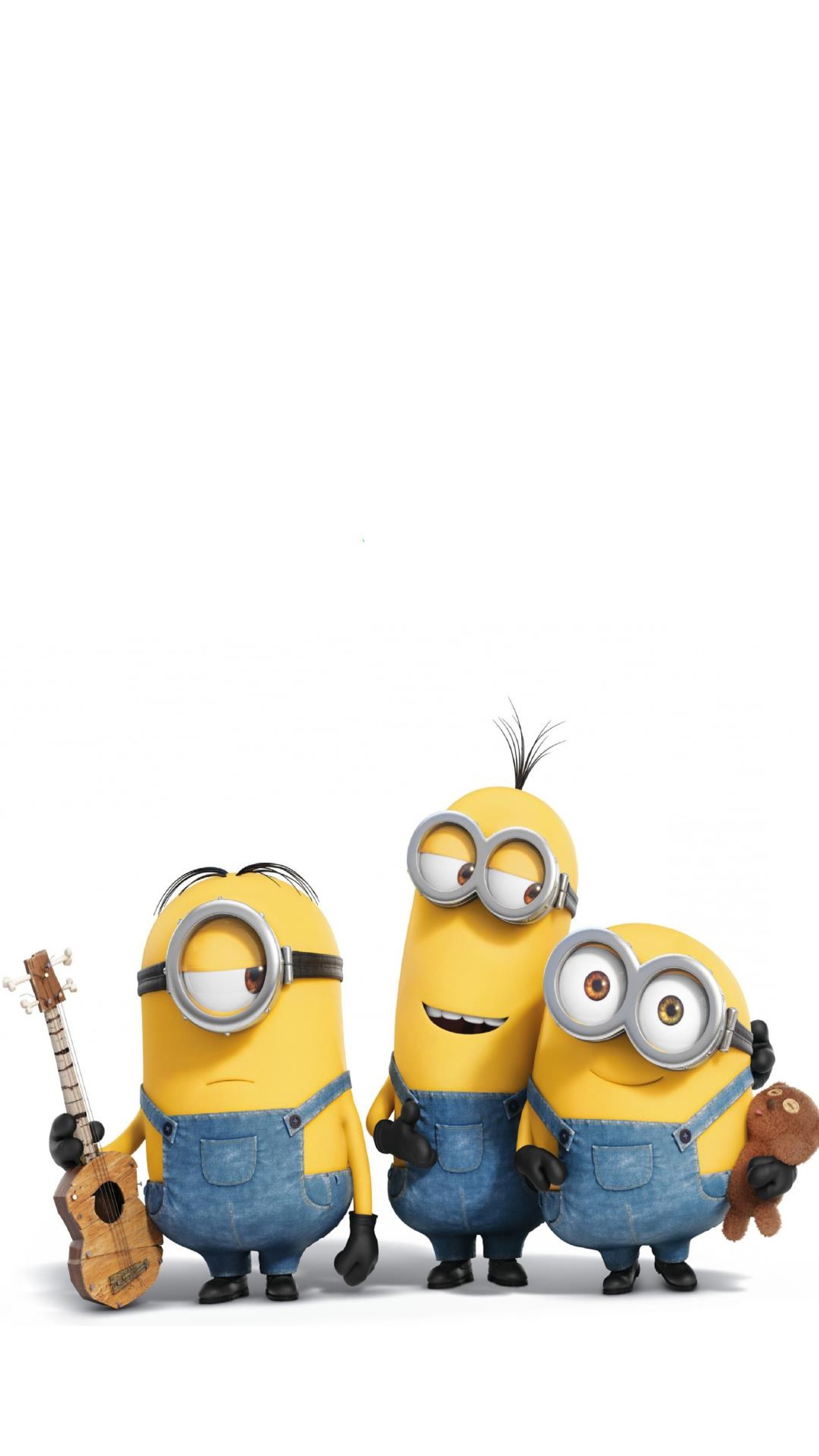 Los minions están de pie uno al lado del otro con una guitarra (sdf)