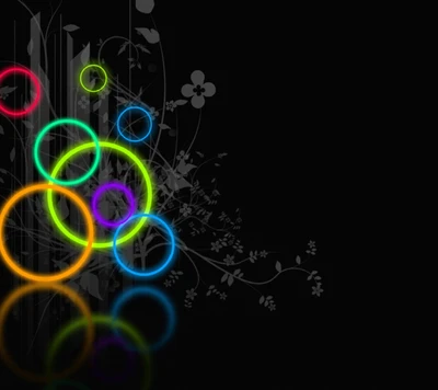 black, circles, colorful