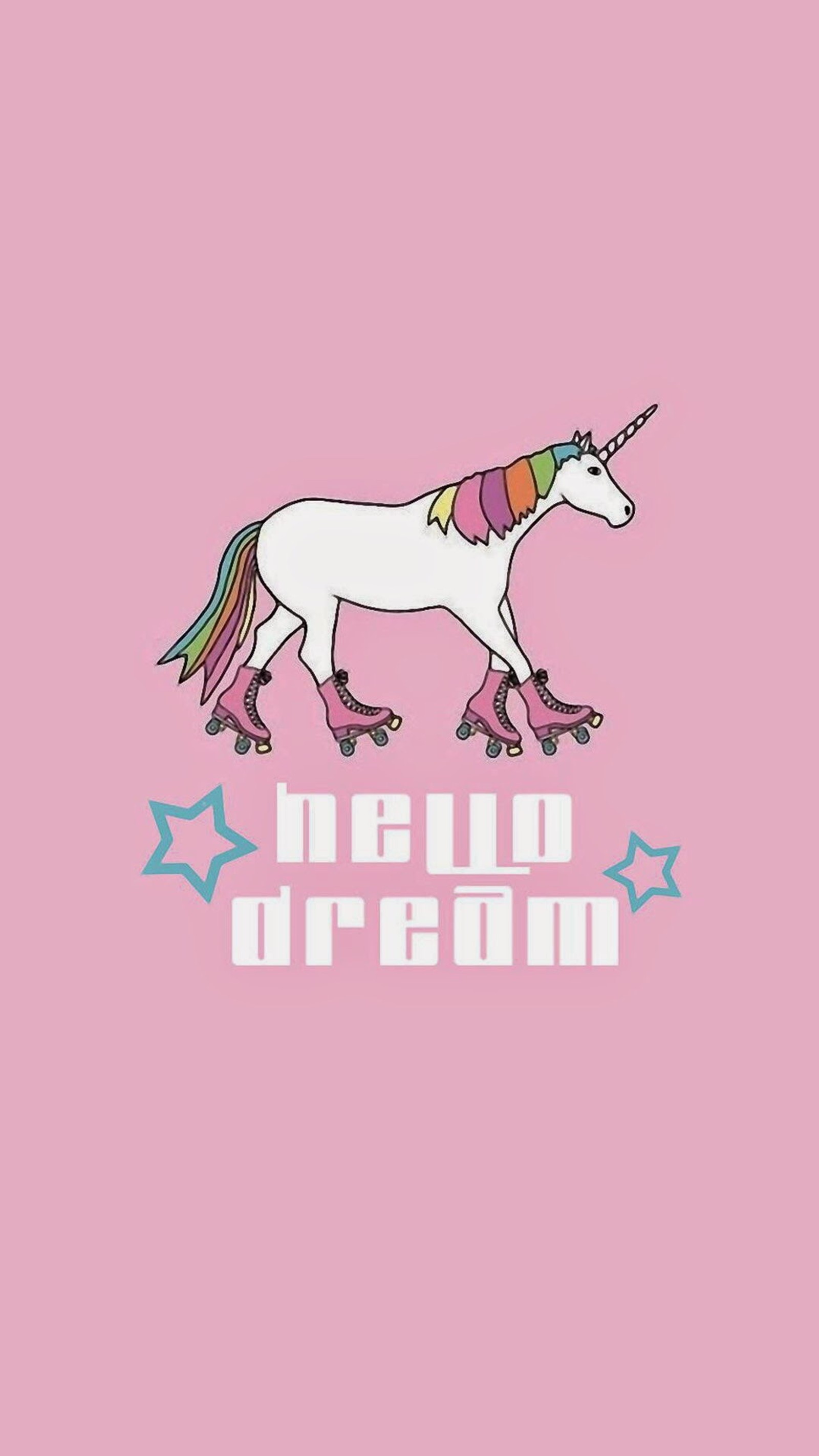 Ein weißes einhorn mit einer regenbogenmähne, das über einen rosa hintergrund läuft (lustig, einhorn)