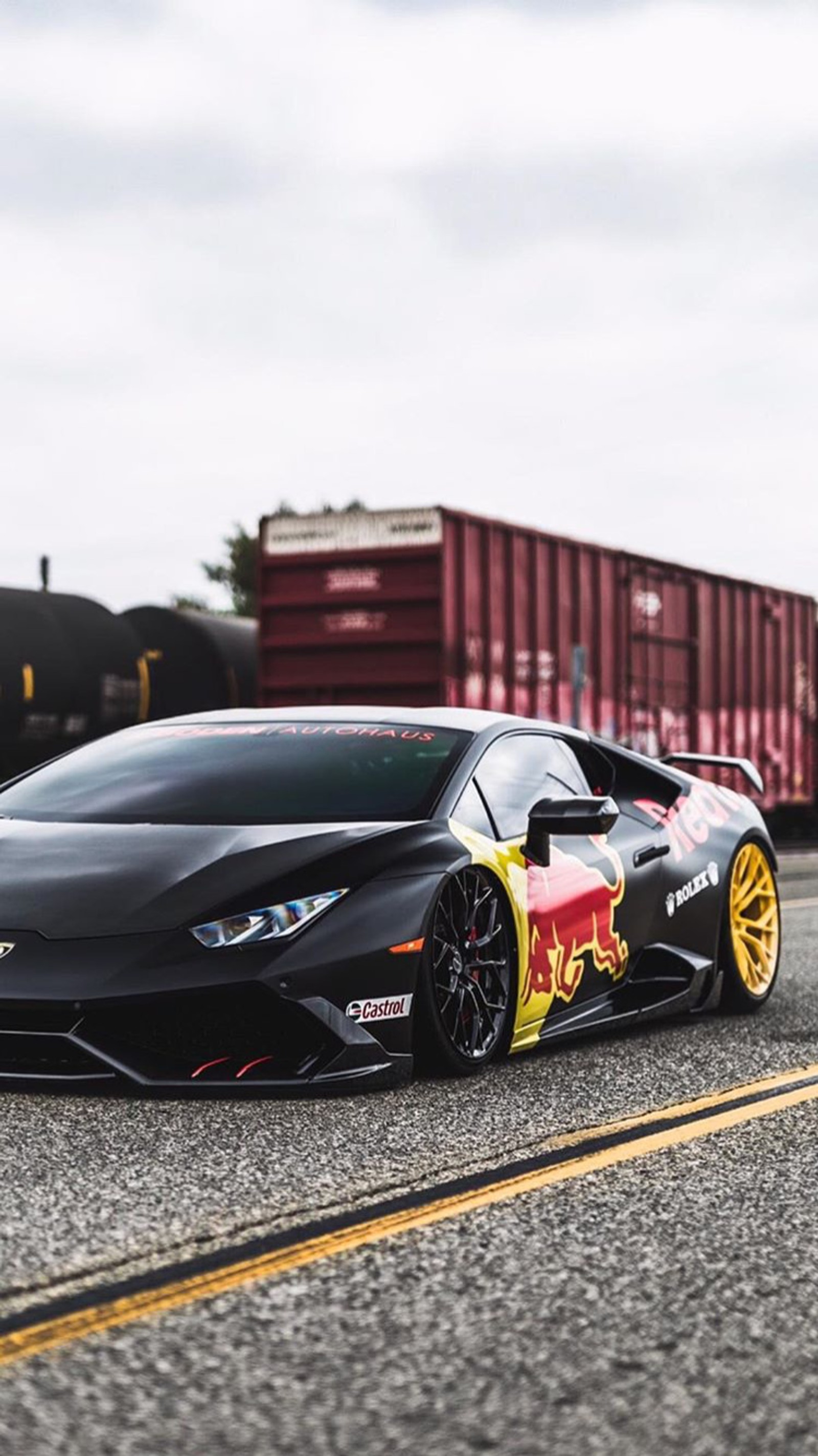 Descargar fondo de pantalla negro, azul, coches, lambo, red bull