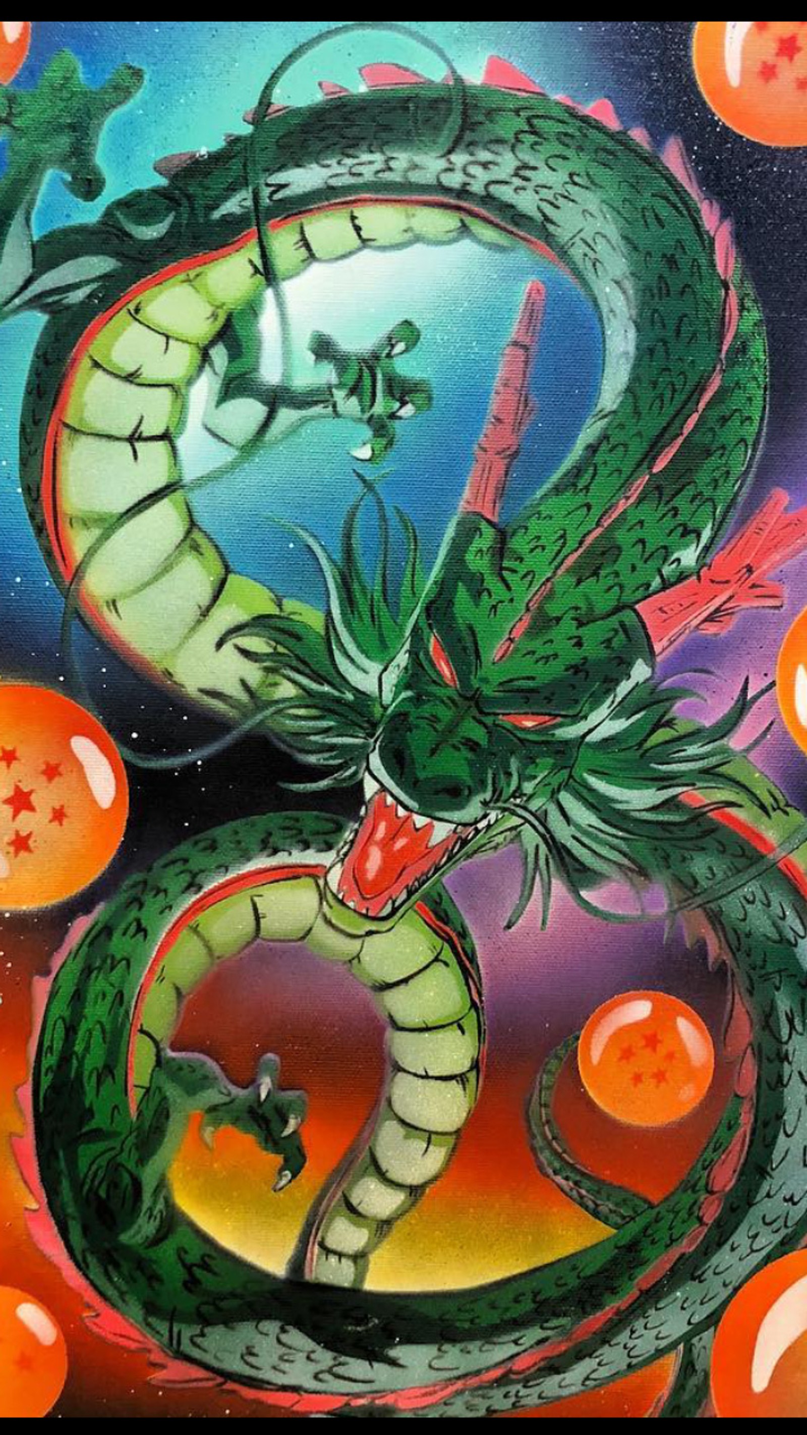 dragon, ball, paint, shenron, green Download Wallpaper