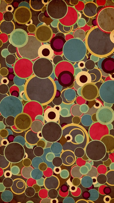 Funky Retro Abstract Circles in Vibrant Colors