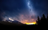 swiss alps, hdr, mountains, night, milky way wallpaper