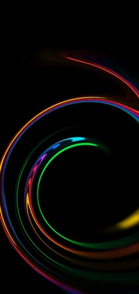 Vibrant Neon Swirl: A Dynamic Display of Light and Color in Motion