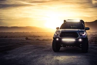 Toyota Pickup Truck Against a Desert Sunset