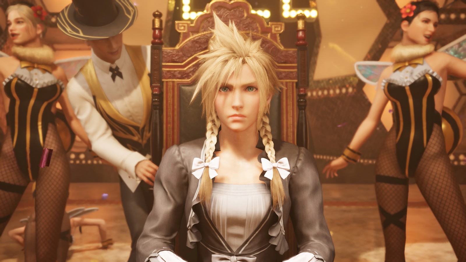 Descargar fondo de pantalla cloud strife, atuendo de niña, final fantasy 7 remake, ff7, videojuego