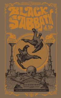 Black Sabbath 'Das Ende' Tourplakat: Eine dramatische Fusion aus Heavy Metal Kunst und ikonischer Bildsprache