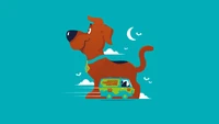 Scoob! Minimalistisches Poster mit Scooby-Doo und dem Mystery Machine