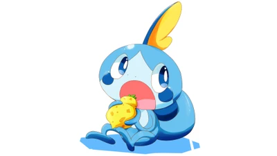 Sobble segurando uma batata em Pokémon Espada e Escudo