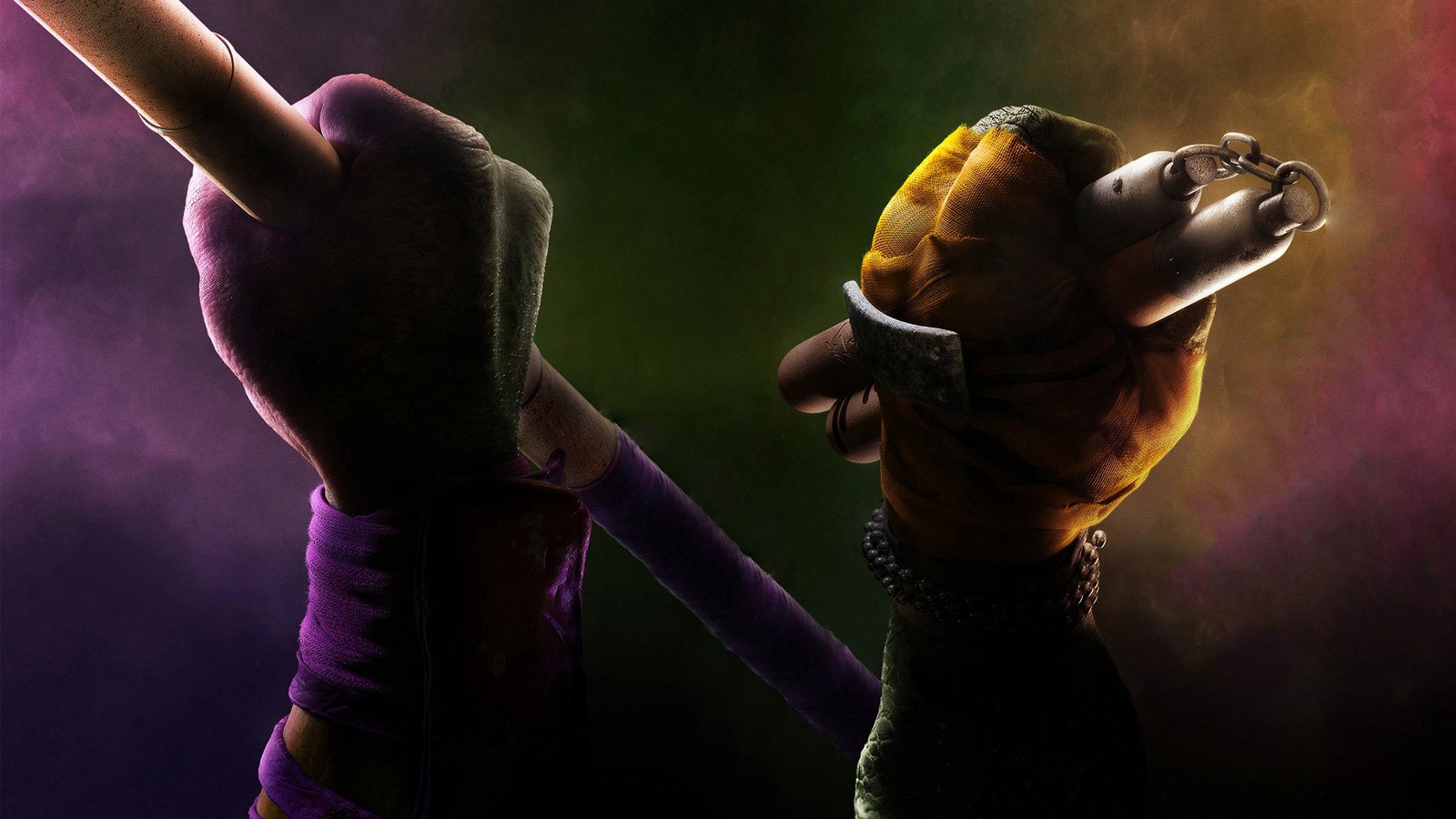 donatello, raphael, leonardo, hand, purple wallpaper