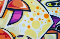 Mural psicodélico vibrante com padrões abstratos e cores ousadas