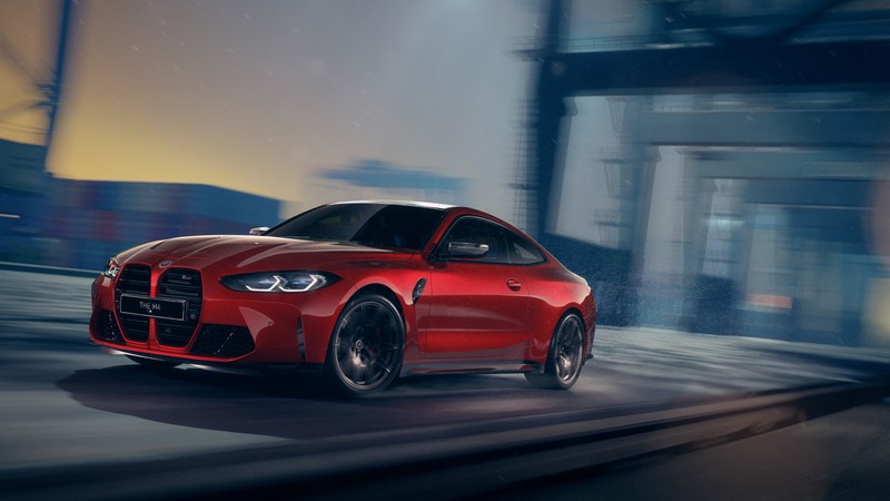 Bmw m8 купе, показанный в красном цвете (бмв м4 конкуренция, bmw m4 competition, 50 лет юбилейное издание, 2022, машины)