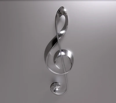 Sleek Metallic Treble Clef Design