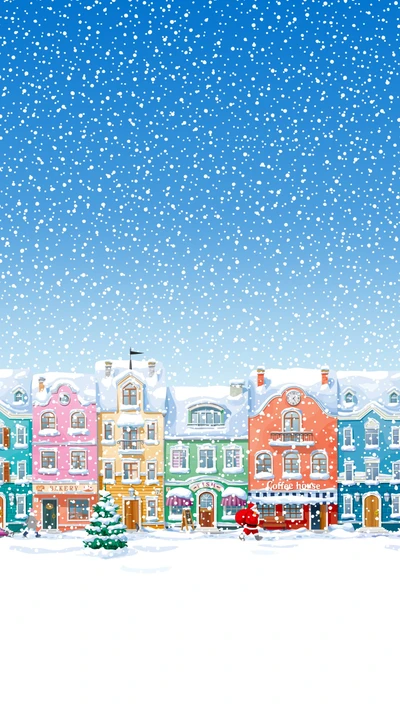 Snowy Christmas Village Scene