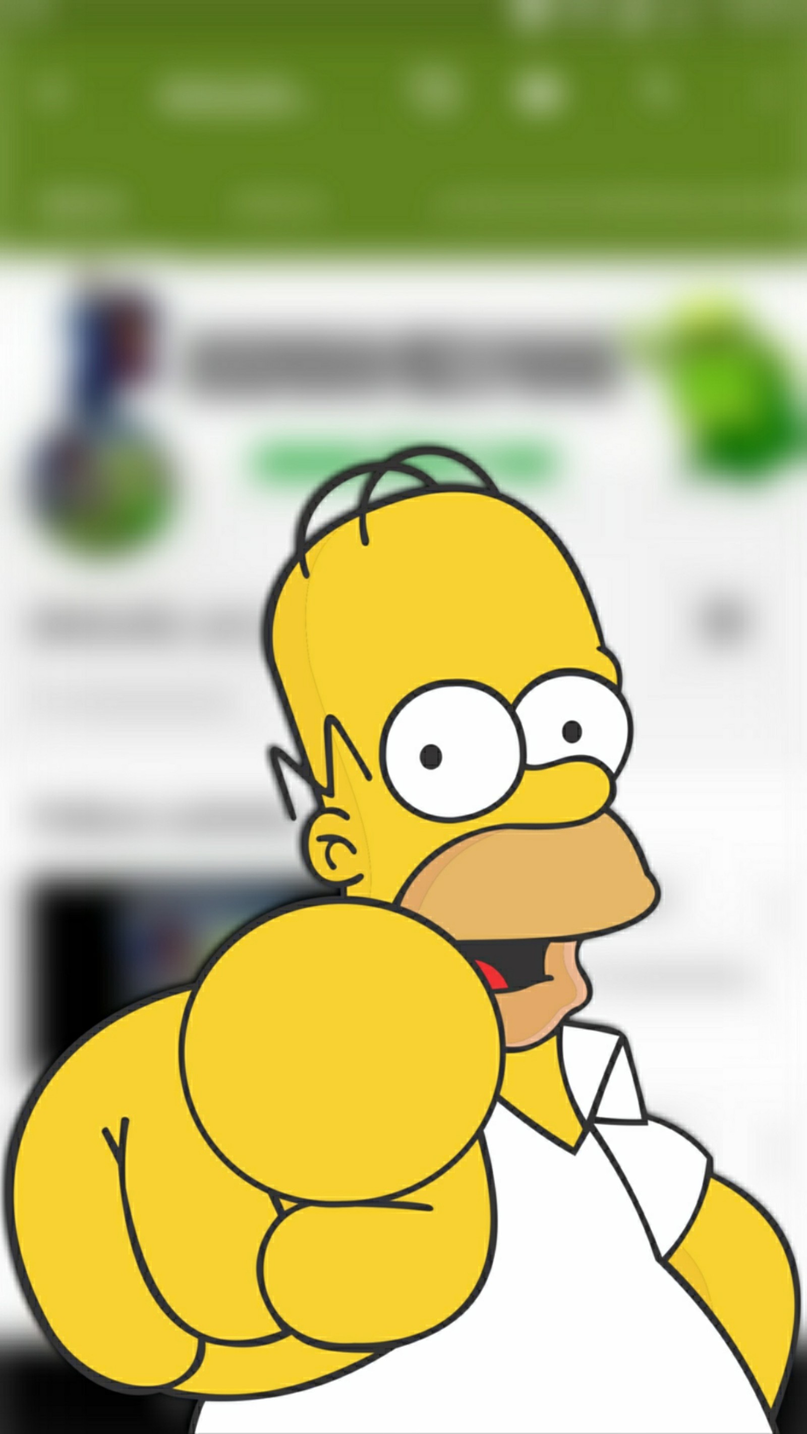 Un primer plano de un personaje de dibujos animados señalando algo (homero, simpsons)