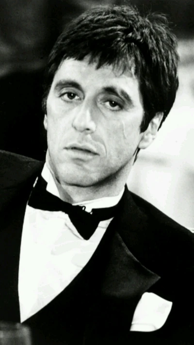 Tony Montana in Classic Black and White Portrait