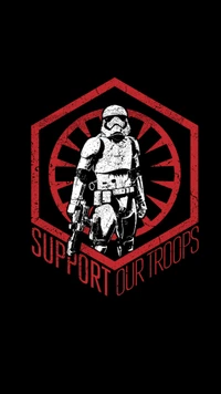 Arte de Stormtrooper com o emblema "Apoie nossas tropas