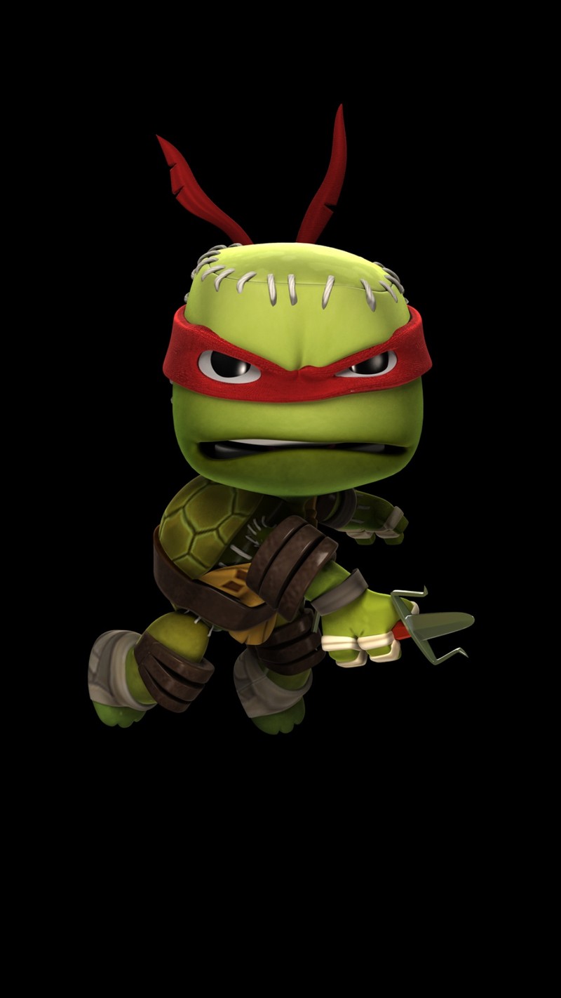 Крупный план игрушки мутанта с мечом (littlebigplanet, ниндзя, tmnt, черепахи)