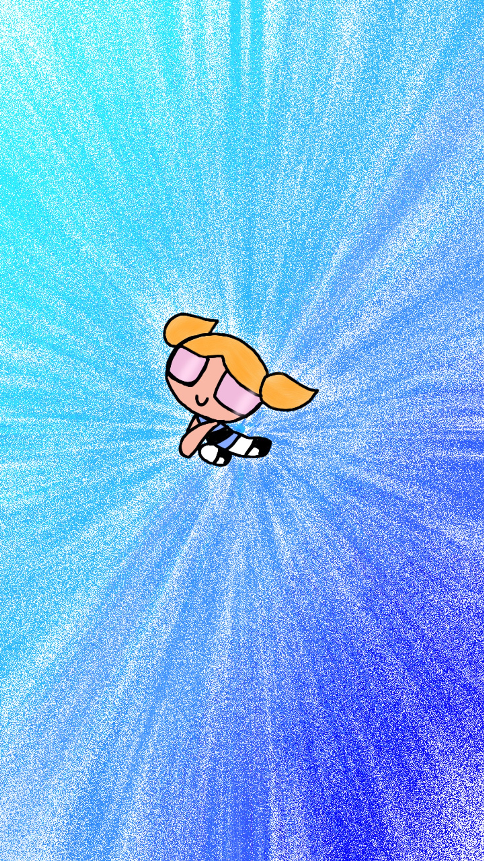 Cartoon girl flying through the air on a skateboard (powerpuffgrls, ppf)