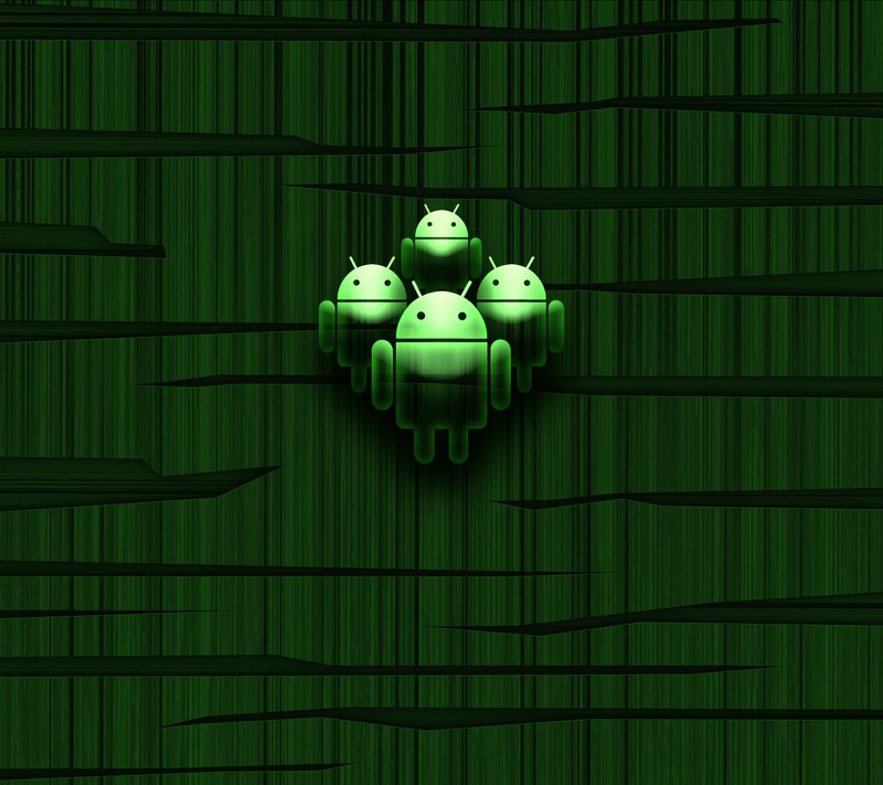 A close up of a green android wallpaper with a group of androids (2014, androids, jelly, s4)