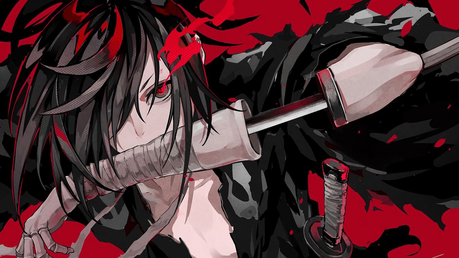 Un primer plano de una persona sosteniendo una espada en la mano (hyakkimaru, dororo anime, anime)