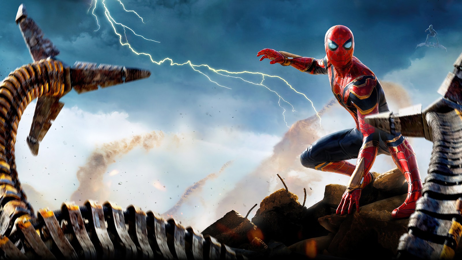 Spider-man et le lézard se battent dans une scène du film (spider man pas de chemin à la maison, spider man no way home, film, 2021, spider man)