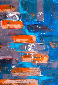 Abstraction vibrante : Une toile contemporaine de textures bleues et oranges