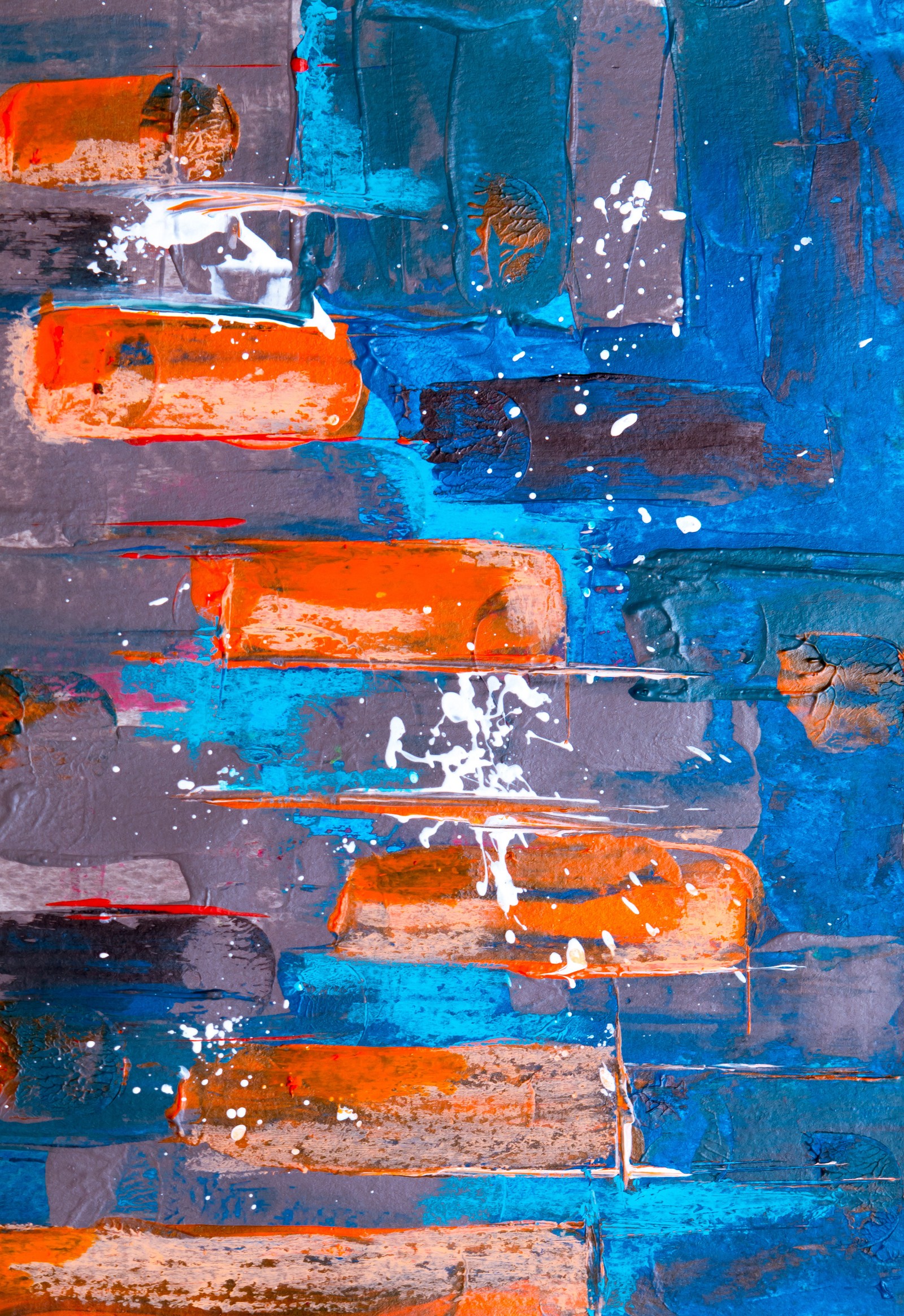 painting, smartphone, art, blue, orange Download Wallpaper