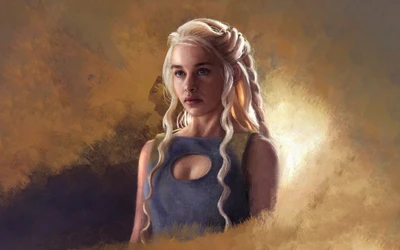 Retrato de Daenerys Targaryen: Un momento sereno en la naturaleza