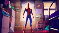 Figura de acción de Spider-Man en un entorno de habitación vibrante