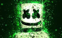 marshmello, neon art, american dj, green, music wallpaper