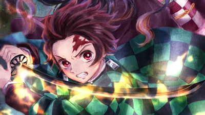 Tanjiro Kamado en action - Demon Slayer : Kimetsu no Yaiba