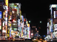 metrópolis, noche, área urbana, ciudad, pueblo