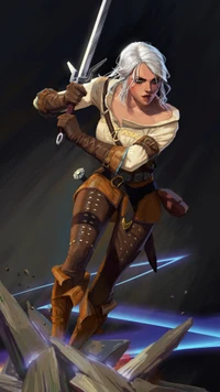 the witcher 3 wild hunt, ciri, geralt of rivia, the witcher, fan art wallpaper