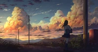 theatralische kulisse, anime, landschaft, gemälde, kunst