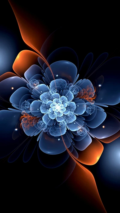 flor, fractal, neón