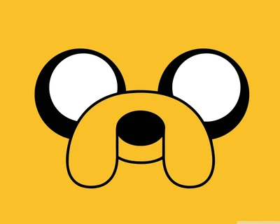 Jake le Chien de Adventure Time : Visage de Dessin Animé Iconique sur un Fond Jaune Vif