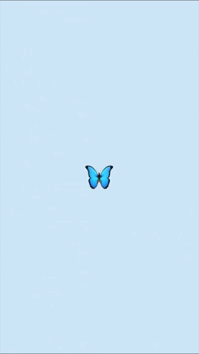 Vibrant Blue Butterfly on a Soft Blue Background