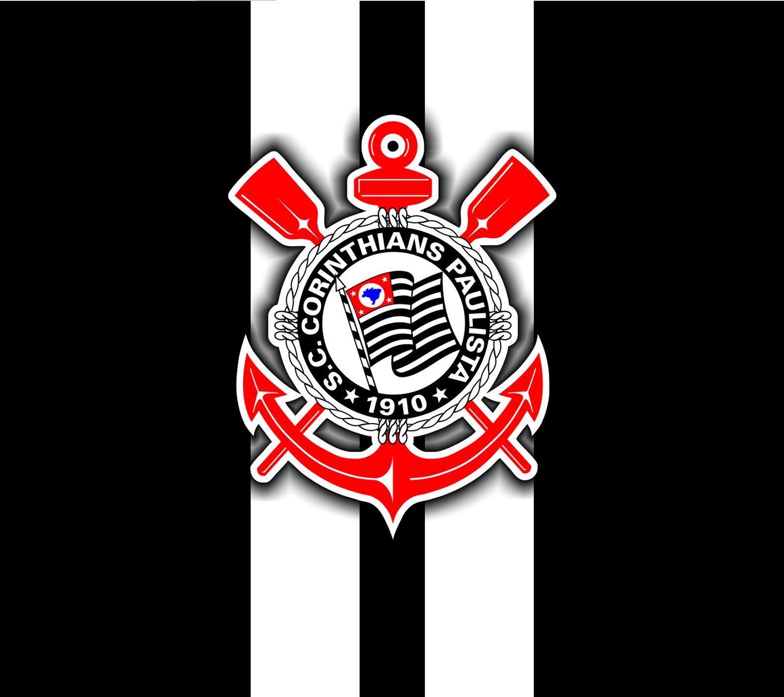 Nahaufnahme einer schwarz-weißen gestreiften flagge mit einem roten und weißen streifen (corinthians, timão, timao)