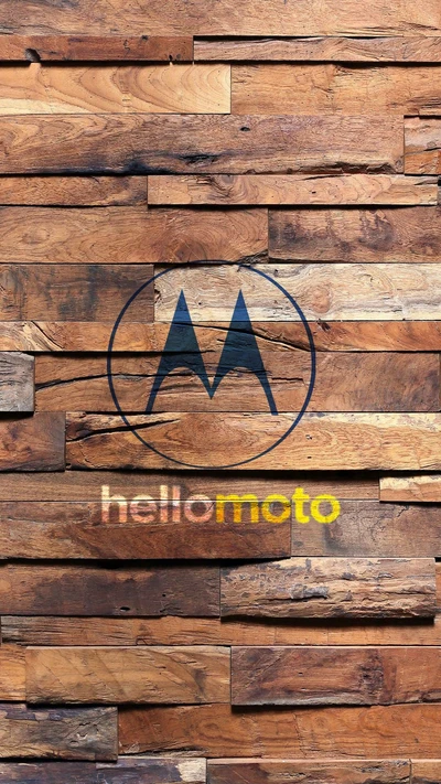 Logo Motorola sur fond en bois rustique